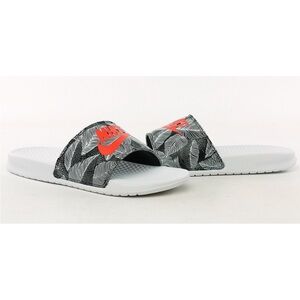 Nike Black and‎ White Tropical Slide Sandals with Coral Logo 3313